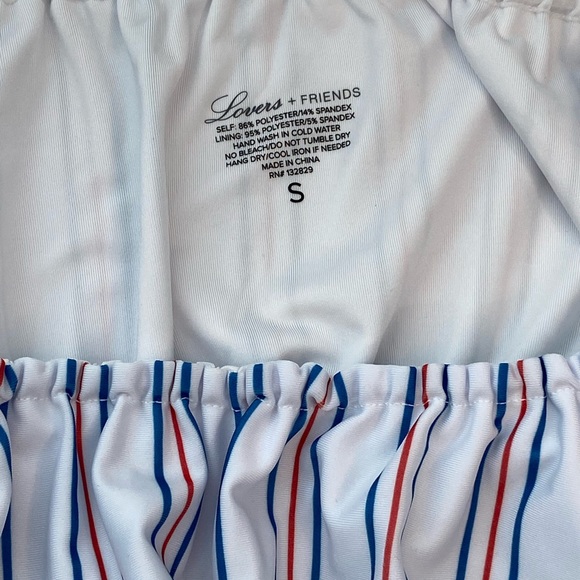 Lover + Friends Just Don’t Care Varsity Stripe Swimsuit Set Bikini - Picture 7 of 7